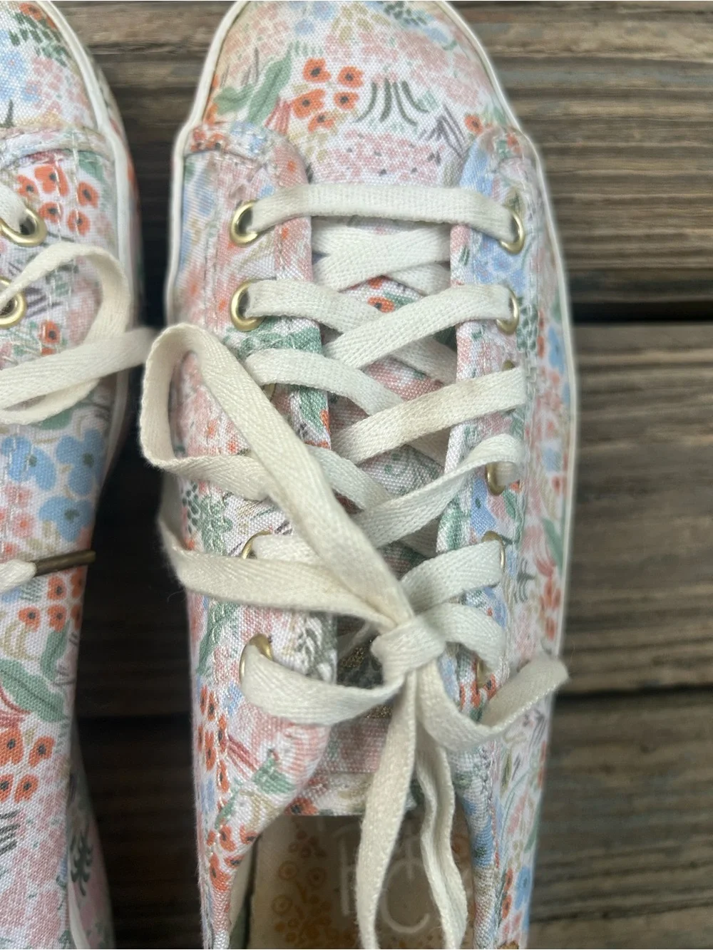 Keds Floral Rifle Paper Canvas Lace-Up Sneakers in Pink, Blue, Green
